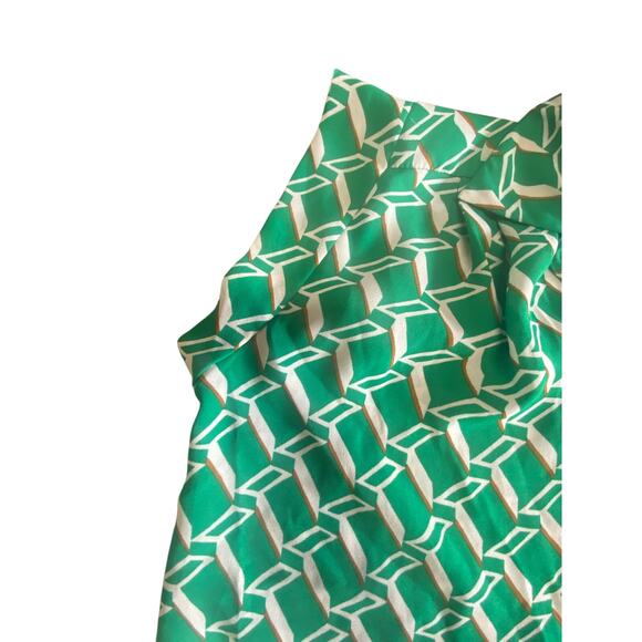 Pleione Green Geometric Print Sleeveless Button Down Blouse Size Small - Picture 3 of 5